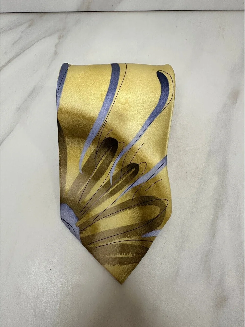 Vintage J. Garcia Banyan Tree Collection 14 gold abstract 100% silk necktie